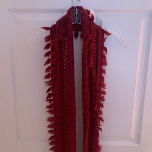 Maroon Fringe Infinity Scarf